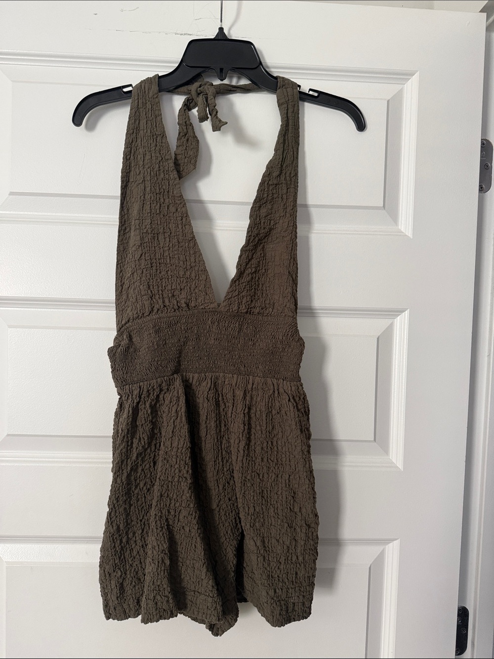 Zara XS Halter One-Piece Romper in Olive Brown